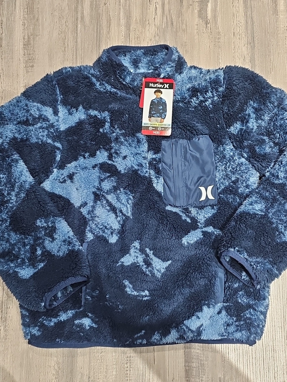 Hurley Kids Navy and Light Blue Plush Fleece Pullover